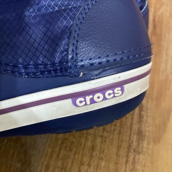 Crocs crocband navy blue and purple pull on mid calf winter snow boots size 6 - Picture 6 of 10